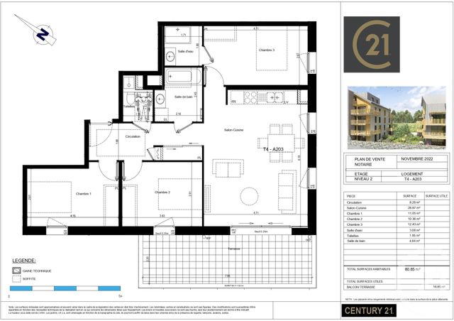 Appartement T4 à vendre - 4 pièces - 80,85 m2 - Rumilly - 74 - RHONE-ALPES