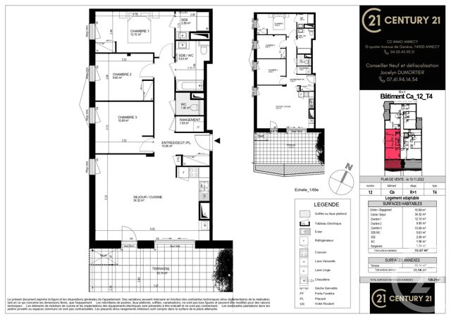 Appartement T4 à vendre - 4 pièces - 90,07 m2 - 74 - RHONE-ALPES