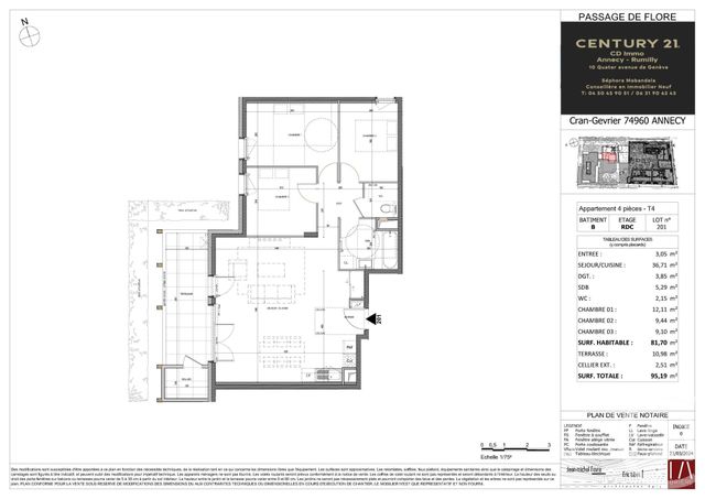 Appartement T4 &agrave; vendre - 4 pi&egrave;ces - 81,70 m2 - Annecy - 74 - RHONE-ALPES
