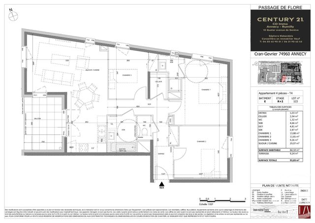 Appartement T4 &agrave; vendre - 4 pi&egrave;ces - 84,59 m2 - Annecy - 74 - RHONE-ALPES