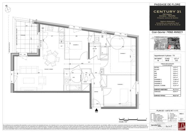 Appartement T4 &agrave; vendre - 4 pi&egrave;ces - 85,73 m2 - Annecy - 74 - RHONE-ALPES