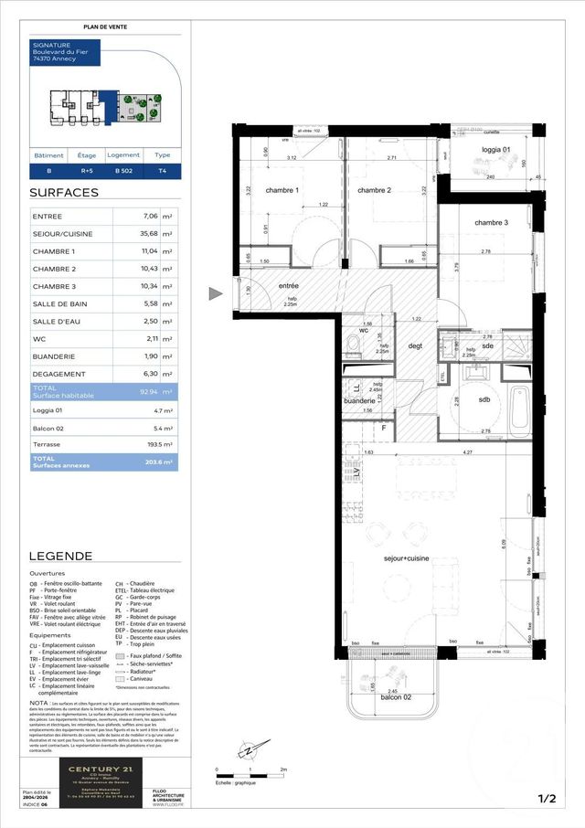 Appartement T4 &agrave; vendre - 4 pi&egrave;ces - 92,94 m2 - Annecy - 74 - RHONE-ALPES