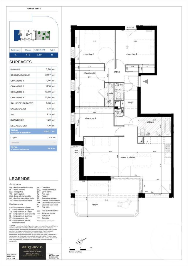 Appartement T5 &agrave; vendre - 5 pi&egrave;ces - 100,27 m2 - Annecy - 74 - RHONE-ALPES