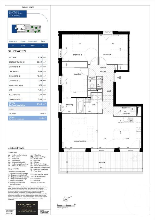 Appartement T4 &agrave; vendre - 4 pi&egrave;ces - 91,43 m2 - Annecy - 74 - RHONE-ALPES
