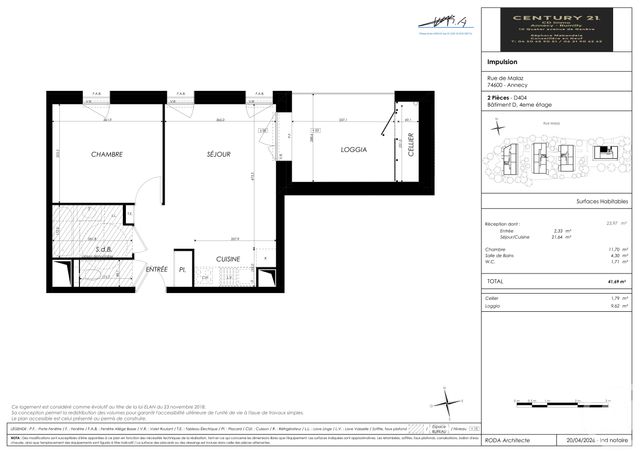 Appartement T2 &agrave; vendre - 2 pi&egrave;ces - 41,69 m2 - Seynod - 74 - RHONE-ALPES
