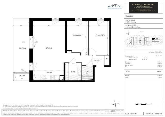 Appartement T2 &agrave; vendre - 3 pi&egrave;ces - 65,65 m2 - Seynod - 74 - RHONE-ALPES