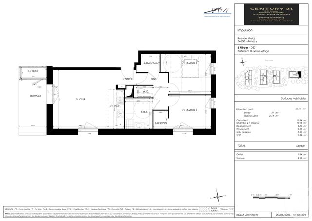 Appartement T3 &agrave; vendre - 3 pi&egrave;ces - 65,05 m2 - Seynod - 74 - RHONE-ALPES