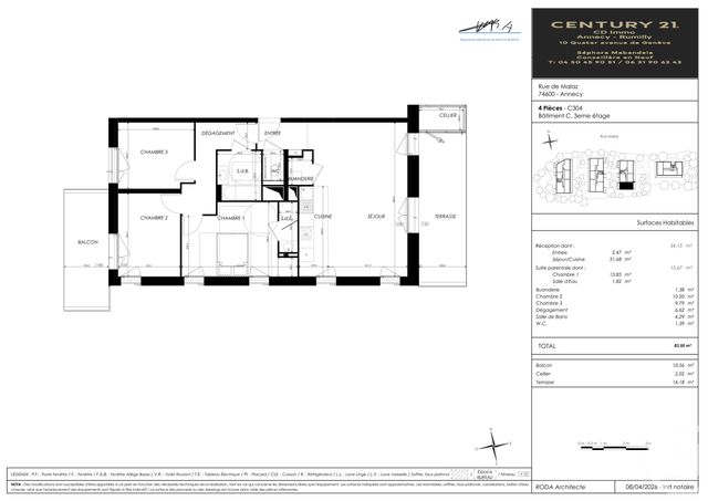 Appartement T4 &agrave; vendre - 4 pi&egrave;ces - 83,50 m2 - Seynod - 74 - RHONE-ALPES