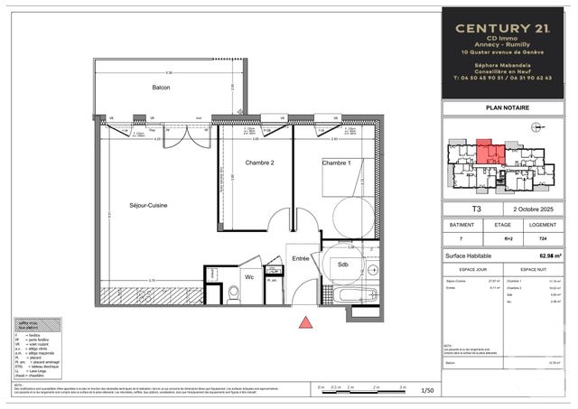 Appartement T3 &agrave; vendre - 3 pi&egrave;ces - 62,94 m2 - Rumilly - 74 - RHONE-ALPES