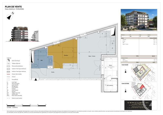 Appartement T2 &agrave; vendre - 2 pi&egrave;ces - 45,90 m2 - Annecy - 74 - RHONE-ALPES
