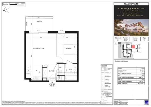 Appartement T2 &agrave; vendre - 2 pi&egrave;ces - 44,67 m2 - Poisy - 74 - RHONE-ALPES