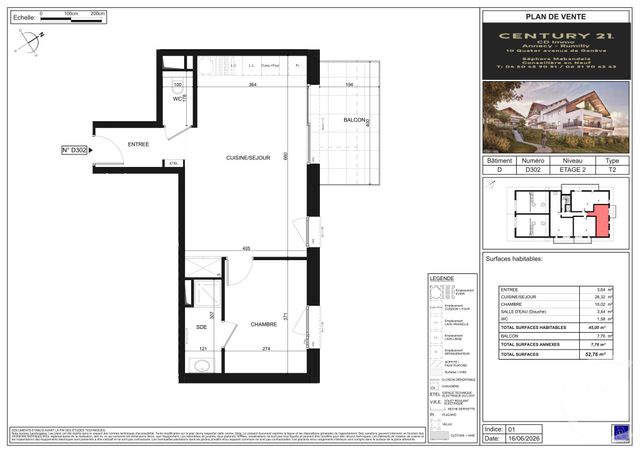 Appartement T2 &agrave; vendre - 2 pi&egrave;ces - 45 m2 - Poisy - 74 - RHONE-ALPES