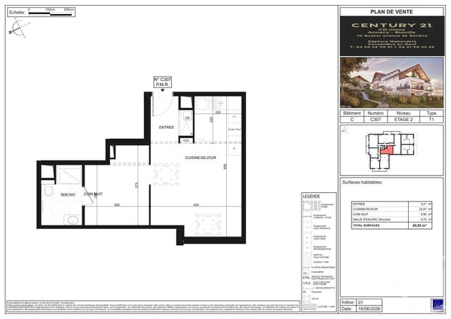 Appartement Studio &agrave; vendre - 1 pi&egrave;ce - 40,82 m2 - Poisy - 74 - RHONE-ALPES