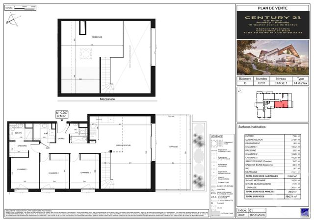 Appartement T4 &agrave; vendre - 4 pi&egrave;ces - 114,82 m2 - Poisy - 74 - RHONE-ALPES