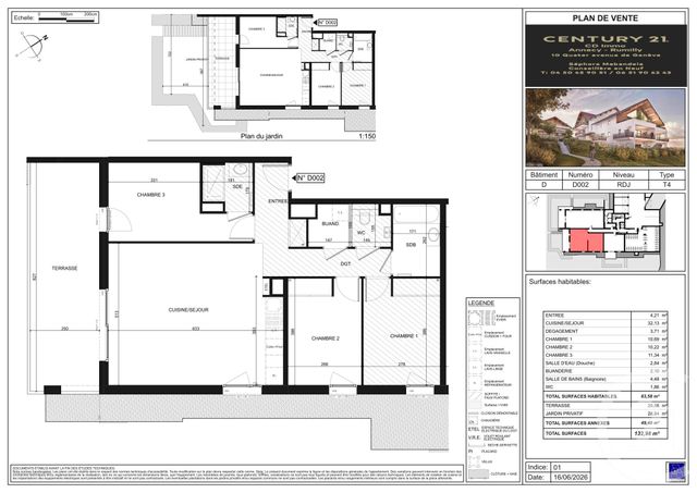 Appartement T4 &agrave; vendre - 4 pi&egrave;ces - 83,58 m2 - Poisy - 74 - RHONE-ALPES