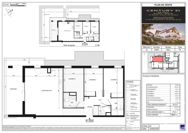 Appartement T4 &agrave; vendre - 4 pi&egrave;ces - 85,12 m2 - Poisy - 74 - RHONE-ALPES