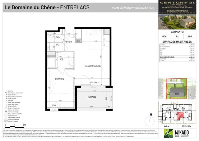 Appartement T2 &agrave; vendre - 2 pi&egrave;ces - 42,68 m2 - Entrelacs - 73 - RHONE-ALPES