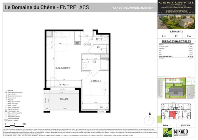 Appartement T2 &agrave; vendre - 2 pi&egrave;ces - 42,67 m2 - Entrelacs - 73 - RHONE-ALPES