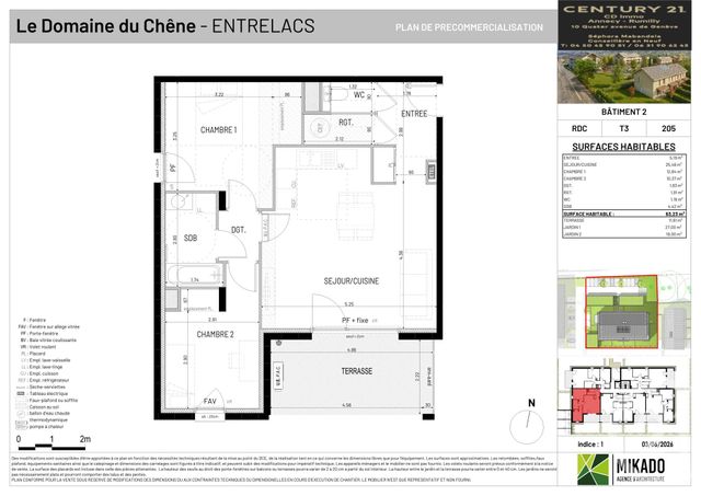 Appartement T3 &agrave; vendre - 3 pi&egrave;ces - 62,60 m2 - Entrelacs - 73 - RHONE-ALPES