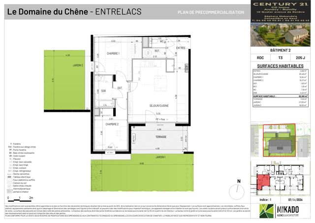 Appartement T3 &agrave; vendre - 3 pi&egrave;ces - 62,60 m2 - Entrelacs - 73 - RHONE-ALPES