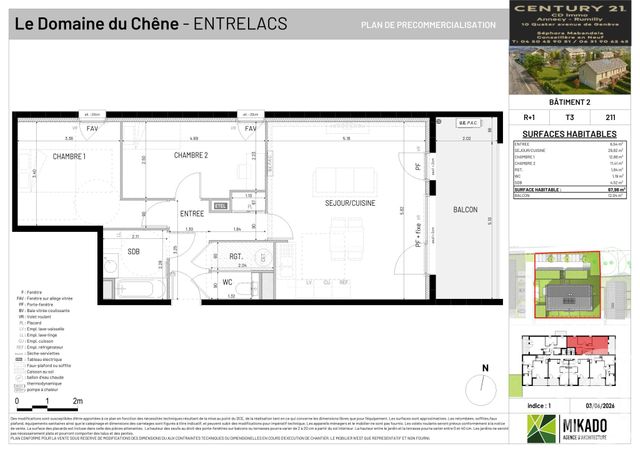 Appartement T3 &agrave; vendre - 3 pi&egrave;ces - 67,98 m2 - Entrelacs - 73 - RHONE-ALPES