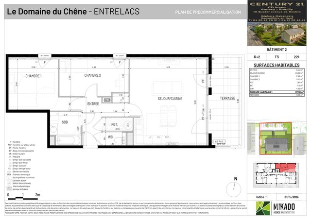 Appartement T3 &agrave; vendre - 3 pi&egrave;ces - 67,98 m2 - Entrelacs - 73 - RHONE-ALPES