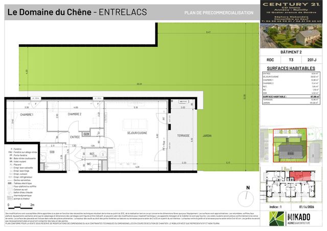 Appartement T2 &agrave; vendre - 3 pi&egrave;ces - 67,98 m2 - Entrelacs - 73 - RHONE-ALPES