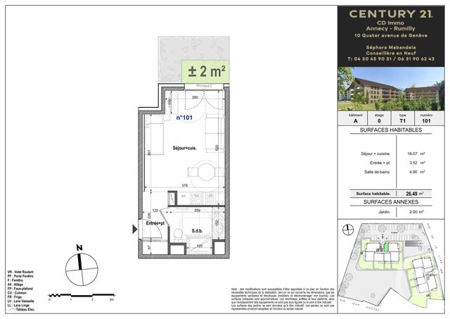 Appartement T1 &agrave; vendre - 1 pi&egrave;ce - 26,49 m2 - Faverges Seythenex - 74 - RHONE-ALPES