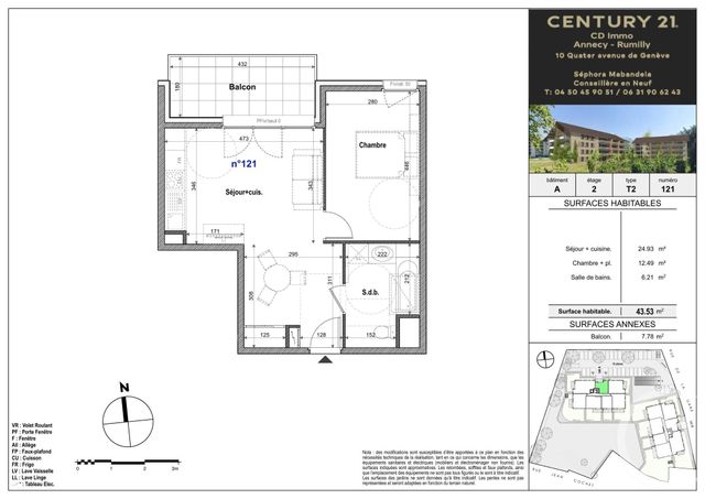 Appartement T2 &agrave; vendre - 2 pi&egrave;ces - 43,53 m2 - Faverges Seythenex - 74 - RHONE-ALPES