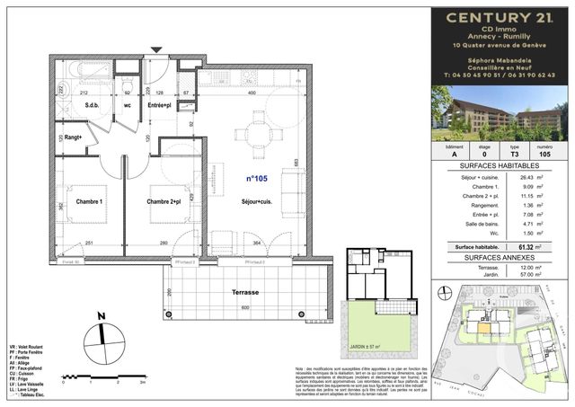 Appartement T3 &agrave; vendre - 3 pi&egrave;ces - 61,32 m2 - Faverges Seythenex - 74 - RHONE-ALPES