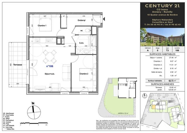 Appartement T3 &agrave; vendre - 3 pi&egrave;ces - 62,73 m2 - Faverges Seythenex - 74 - RHONE-ALPES