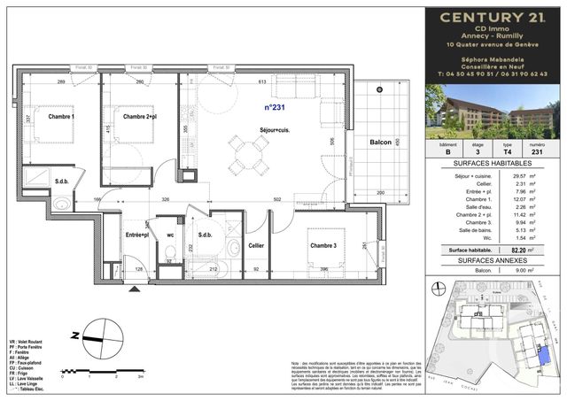 Appartement T4 &agrave; vendre - 4 pi&egrave;ces - 82,20 m2 - Faverges Seythenex - 74 - RHONE-ALPES